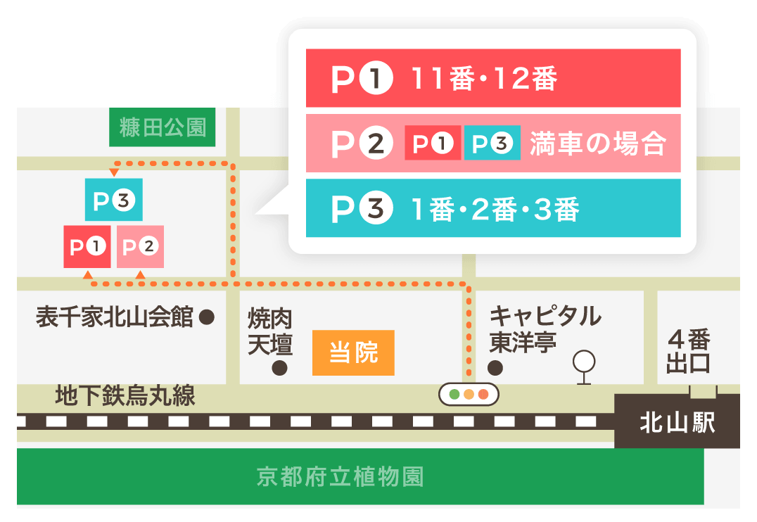 北山 こささ歯科こども矯正クリニックまでの地図